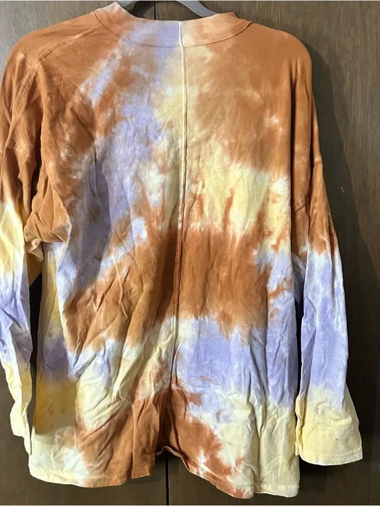 Free People We the Free Tie-Dye Tee Lilac Woods Long Sleeve Shirt Size Large - Picture 5 of 12
